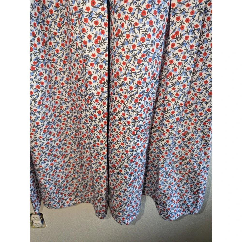 J.Crew Smocked Midi Meadow Dress in Poppy Womens XL Floral Cotton Puff Sleeve‎ - Picture 13 of 14